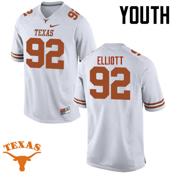 Youth #92 Jordan Elliott Texas Longhorns College Football Jerseys-White